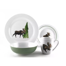 Tropical Flamingo Printed Melamine Dinnerware Set